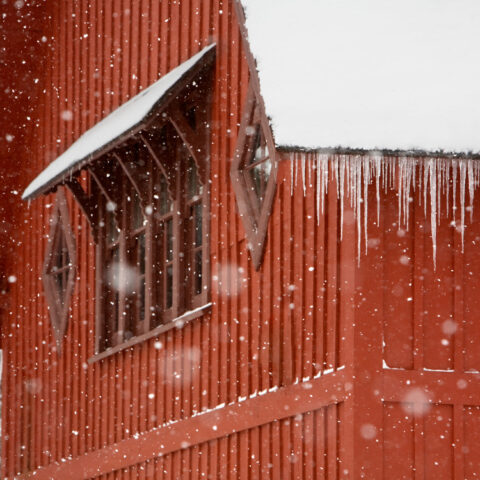 Big Red Barn in winter.