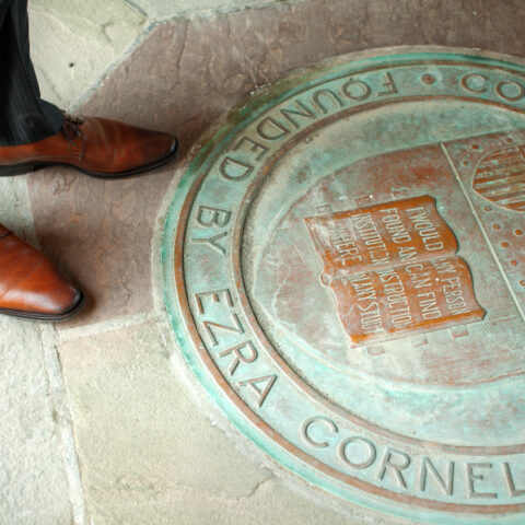 Cornell seal in Myron Taylor Hall.