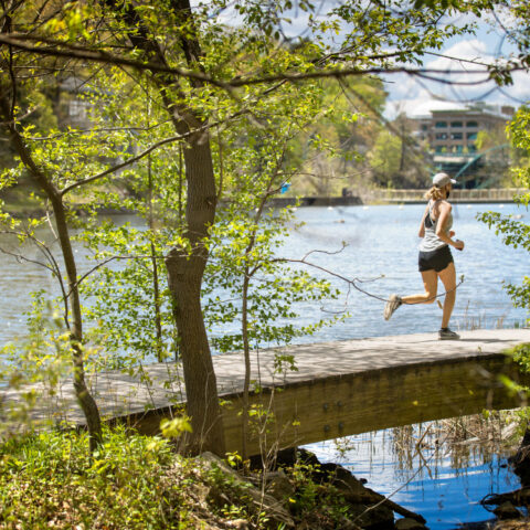 Trails around Beebe Lake provide a scenic alternative to Cascadilla and Fall Creek Gorge trails.