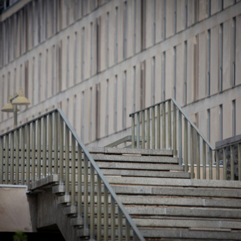 Staircase outside building on campus